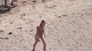 A pair of naked lovers enjoy each other at sea