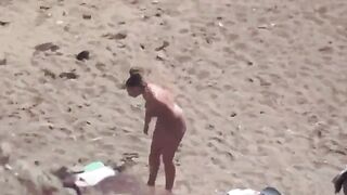 A pair of naked lovers enjoy each other at sea