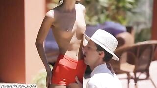Skinny teen Gina Jerson gets her pussy stuffed with a huge cock
