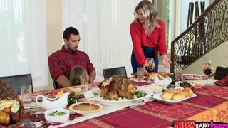 The family dinner ended up in a passionate FFM threesome