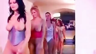 A gangbang with a woman who has big natural tits and is beautiful