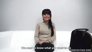 Czech casting with a hot brunette and condoms, damn hot!