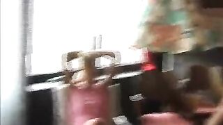 A peeping guy filmed the porn video, capturing a skirt shot