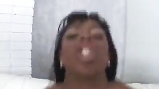 Black girl sucks the dick of a white guy