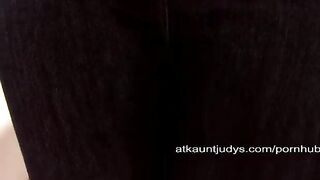An old woman masturbating her pussy on the couch
