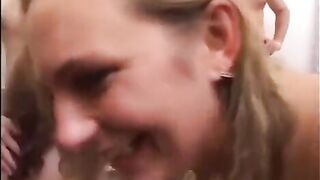 Group sex with a super-hot 18-year-old chick and her boyfriend in an intense gangbang