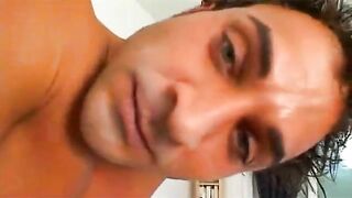Two girls are having fun with Italian guy on the couch