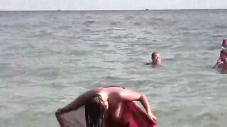 Babe has a bath and plays with sea creatures naked