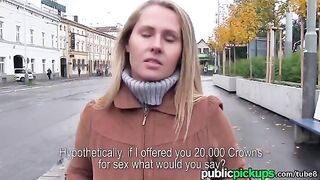 A blonde is willing to have sex for a new sofa