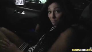 Brunette woman gets a lot of sperm on her face after sex