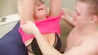 Hot mom and grandma sex in a chair action