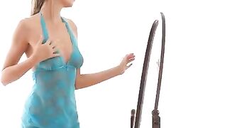Hot girl is fucking in front of the mirror