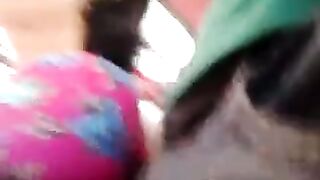 A man rubs his dick on the riser through the pants of a woman on the bus