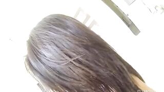First-person sex with a young brunette with natural tits