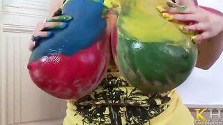 Creation of art through solo masturbation with a big toy