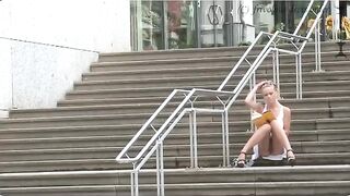 A woman walks down the street without panties, and a man fucked her