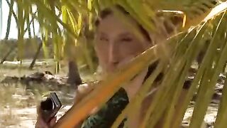 The couple has a hot sex on the sandy beach coast