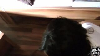 A man fucks his beloved brunette in the pussy