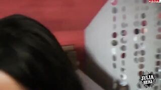 A man fucks his beloved brunette in the pussy