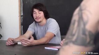 The guy cuffed the girl to the bed and fucked her