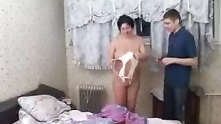 The old woman fucked by her young son