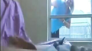 A hot woman peeps a man jerking off in the ward