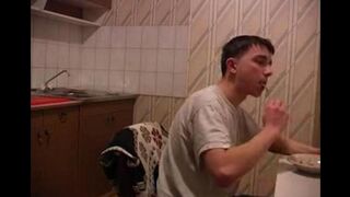 The hot mom was raped in the kitchen, and this is much more interesting than usual family sex