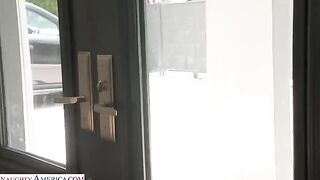 Skinny brunette gets her tight ass railed by a fat cock