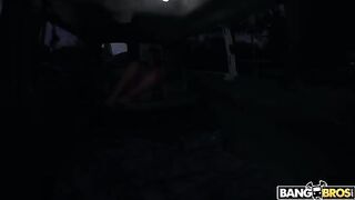 Gorgeous brunette pornstar with huge boobs gets banged in the car