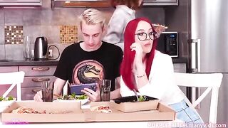 The girl was fucked in the kitchen, she had a boiling point