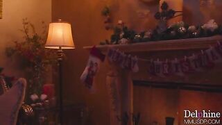 Hot blonde Christmas heeljob & footjob with long toenails