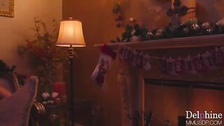 Hot blonde Christmas heeljob & footjob with long toenails