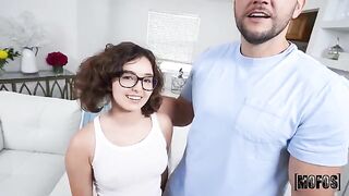Leana’s feet don’t touch the ground, showcasing her unique foot job skills