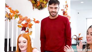 A Thanksgiving Tie Breaker - FFM threesome on the couch