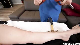 A cute girl gets a rough massage and reaches a powerful orgasm