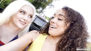 Two beautiful girls shared a quarterback's huge black cock