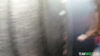 A guy is having fun while walking around with his cock hanging out