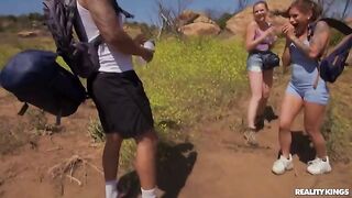 A girl was fucked on a hike by several guys