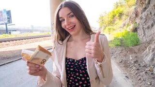 A modest girl agreed to have sex with me for money outdoors