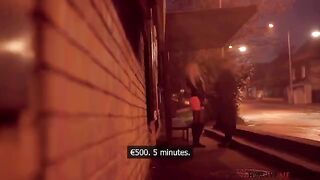 Busty prostitute fucks with a stranger for money