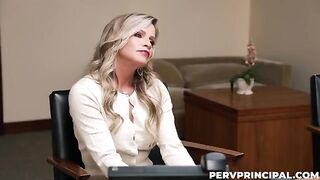 The boss fucked secretary on the table in the office, she promised to improve her work