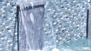 The seductive pool boy fucks with a hot girl in the swimming pool
