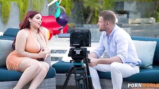 Busty pornstar Natasha Nice gets her asshole gapped during an interview