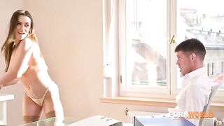 Busty boss Josephine called the employee with a big dick to her room