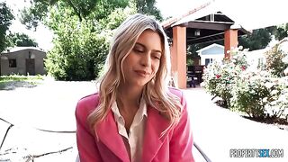 A man came to the dedication of a beautiful blonde, the girl was very much excited