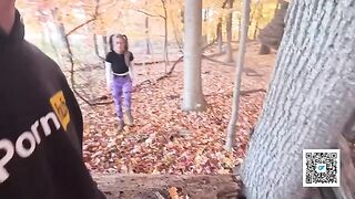A married couple has sex while taking a walk in the park