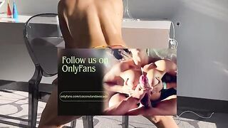 A girl tested the strength of glass using her wet pussy in a steamy hotel scene