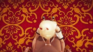 Footjob, anal creampie, facesitting and deepthroat in a 3D Hentai Animation