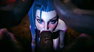 Big black cock fucks Jinx and Vi in a steamy 3D scene