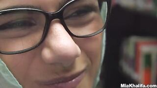 Mia Khalifa reads a book and masturbates in the library